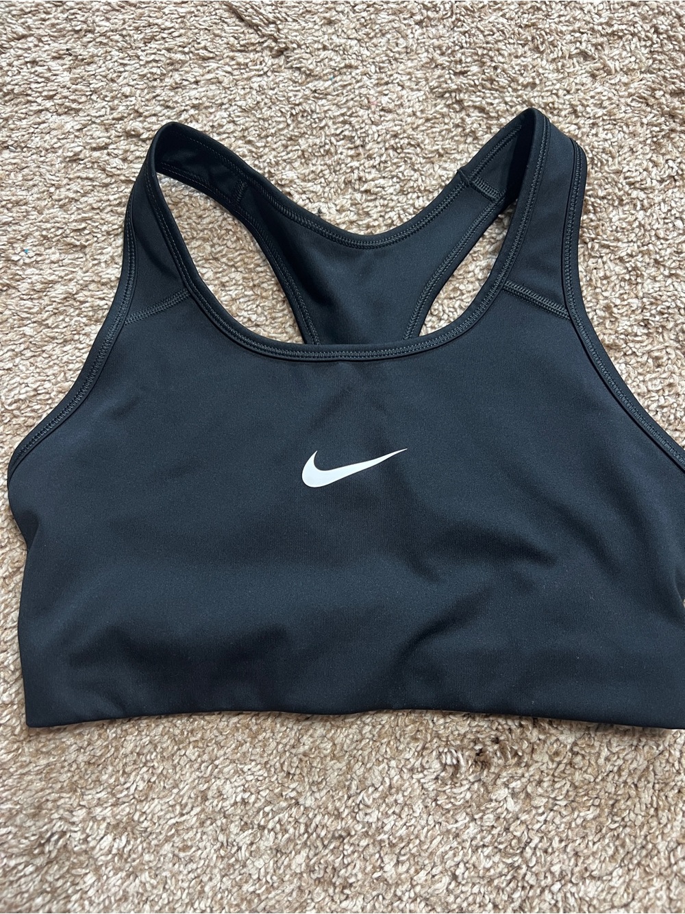 Nike Black Sports Bra with White Swoosh